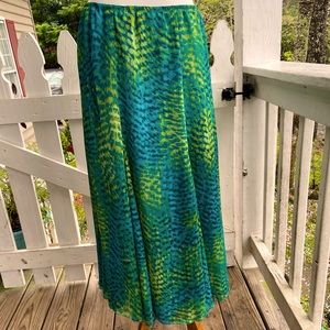 Ruby Rd. Abstract Teal Maxi Skirt 10P FREE SHIP